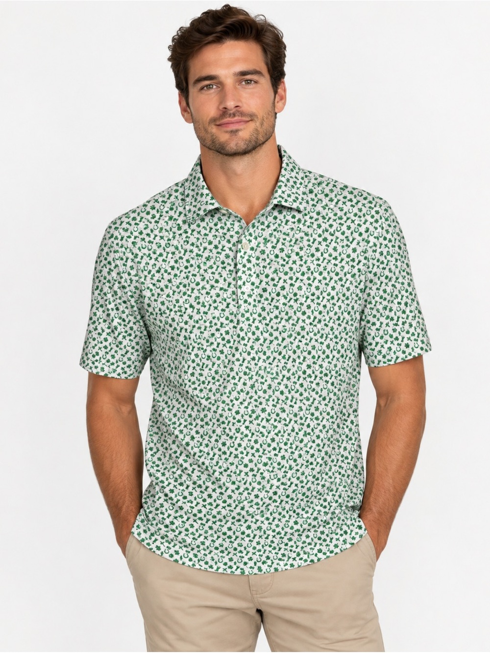 U Suck At Golf Men's Green Clover Polo Shirt
